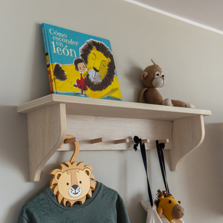  Repisa perchero infantil para niños de madera funcional montessori dadacticos