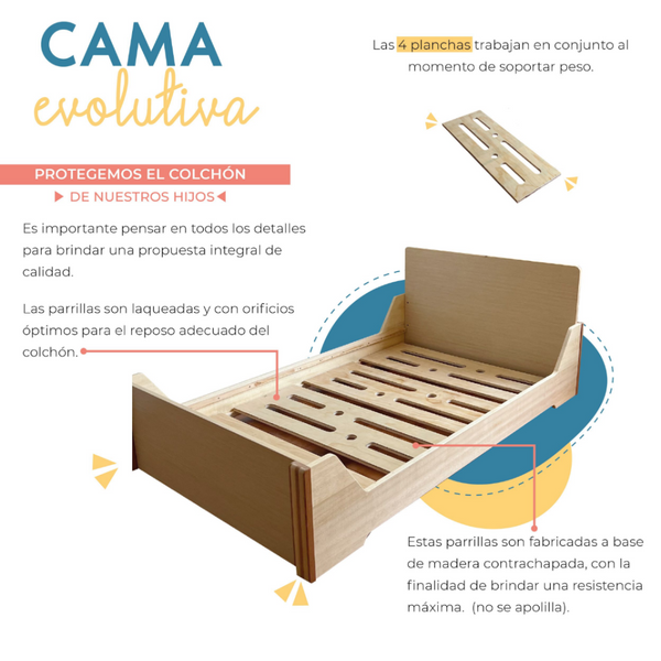 Cama EVA para niños evolutiva en natural mueble infantil Montessori