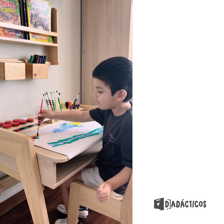 mesa de arte infantil para niños escritorio evolutivo de madera funcional