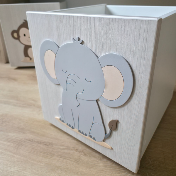 Estante juguetero doble nivel con 4 cajas - Animalitos Selva Alto Relieve