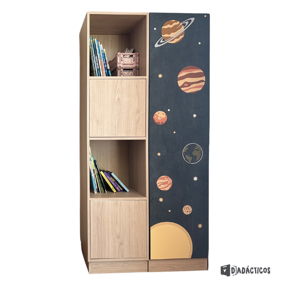 Estante organizador infantil doble - Planetas