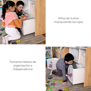 Estante juguetero doble nivel con 3 cajas - Colores Estrellas