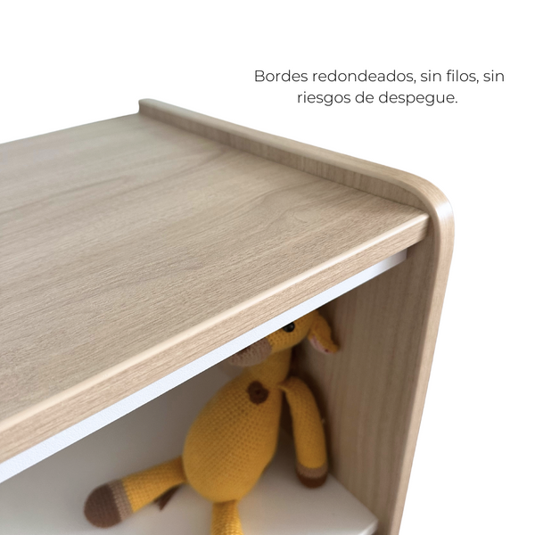 Estante juguetero doble nivel con 4 cajas - Pasteles