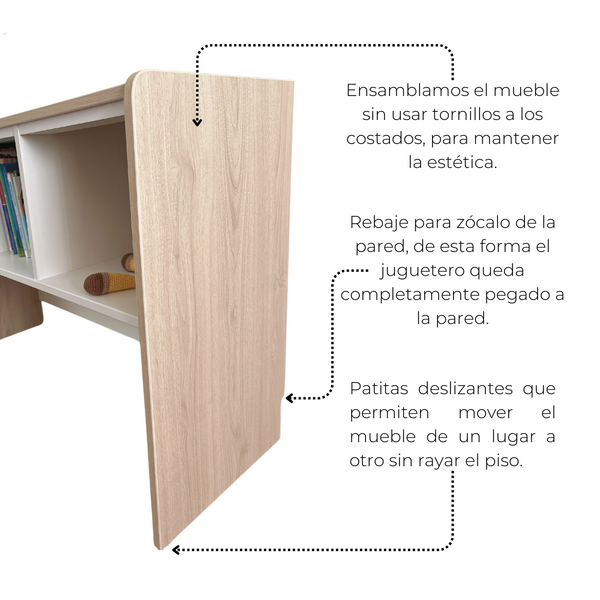 Estante juguetero doble nivel con 4 cajas - Pasteles