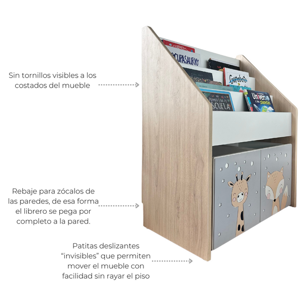 Librero juguetero con cajas