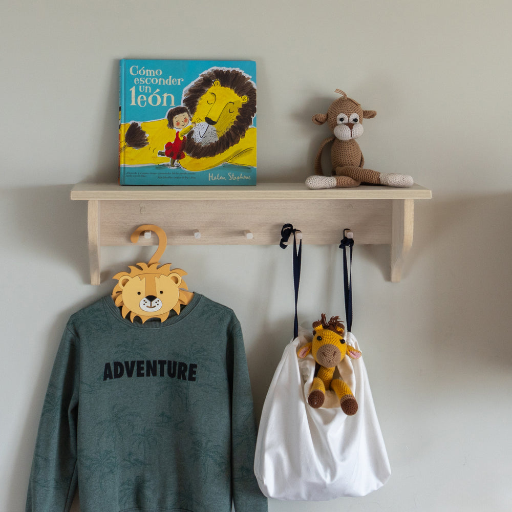  Repisa perchero infantil para niños de madera funcional montessori dadacticos