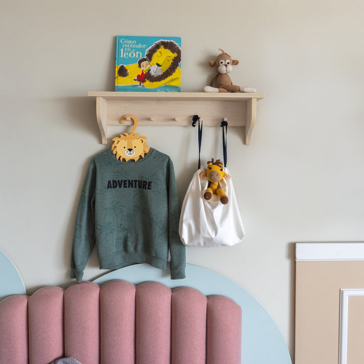  Repisa perchero infantil para niños de madera funcional montessori dadacticos
