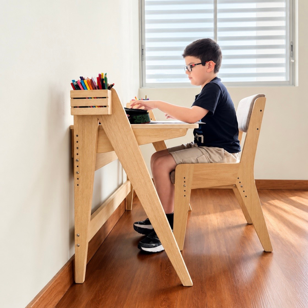 Escritorio Delta con espacio para cuadernos y laptop