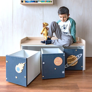 juguetero de 3 cajas para niños modelo universo