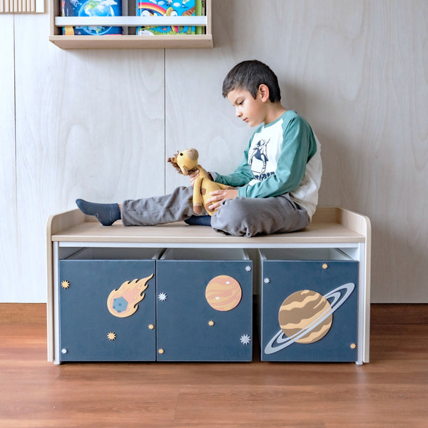 juguetero de 3 cajas para niños modelo universo