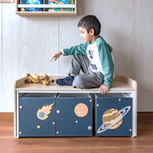 juguetero de 3 cajas para niños modelo universo