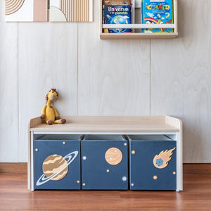 juguetero de 3 cajas para niños modelo universo