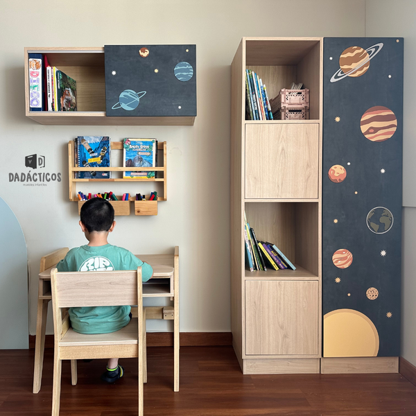 Estante organizador infantil doble - Planetas