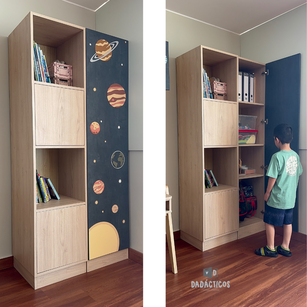 Estante organizador infantil doble - Planetas