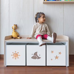 juguetero de 3 cajas para niños modelo cielo