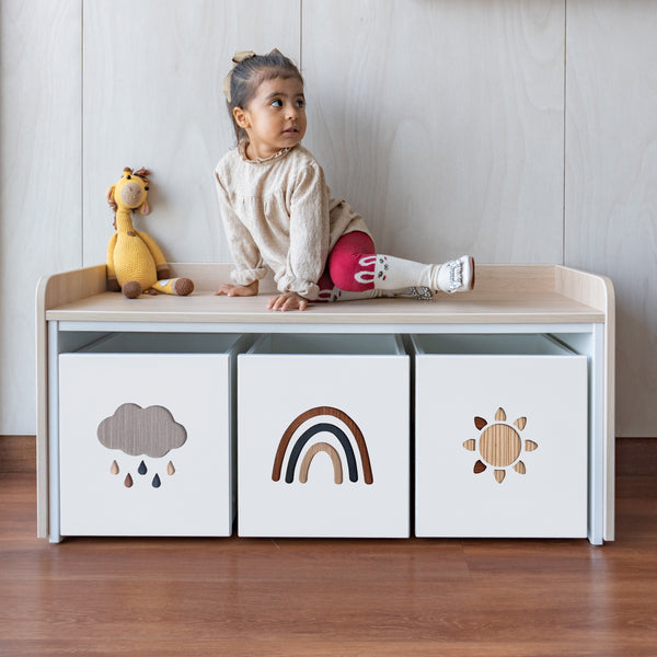 juguetero de 3 cajas para niños modelo cielo