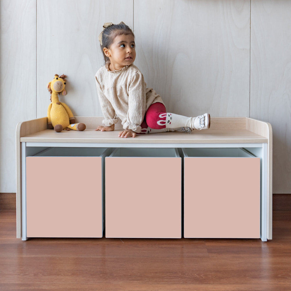 juguetero de 3 cajas para niños color nude