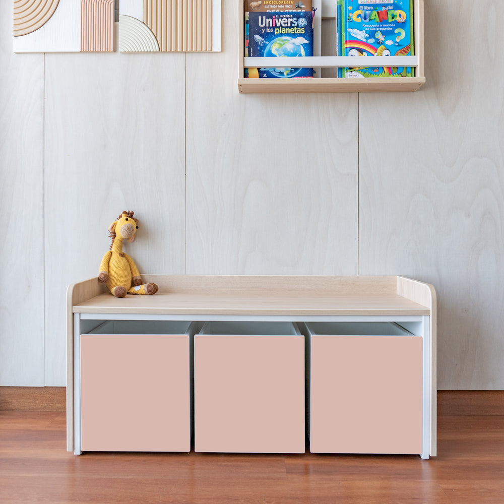 juguetero de 3 cajas para niños color nude