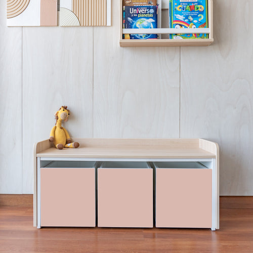 juguetero de 3 cajas para niños color nude