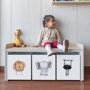 juguetero de 3 cajas para niños modelo selva