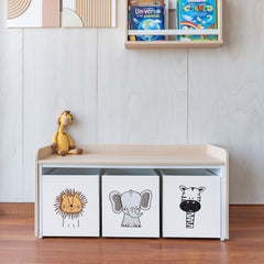 juguetero de 3 cajas para niños modelo selva