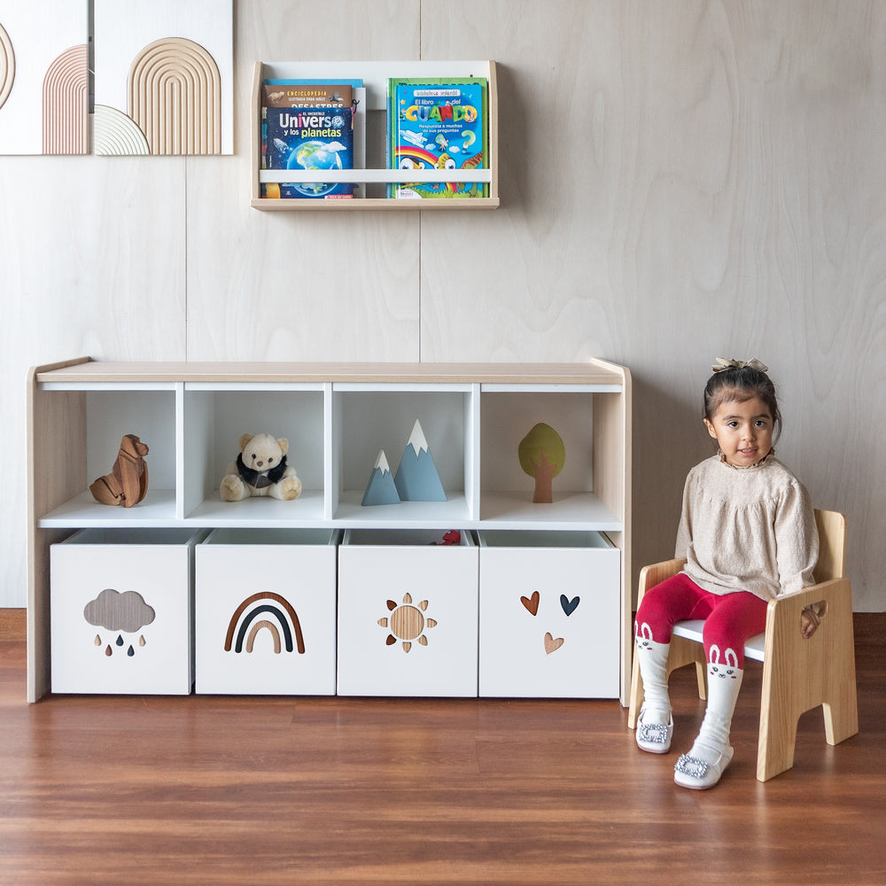 estante juguetero de 8 espacios modelo cielo para niños