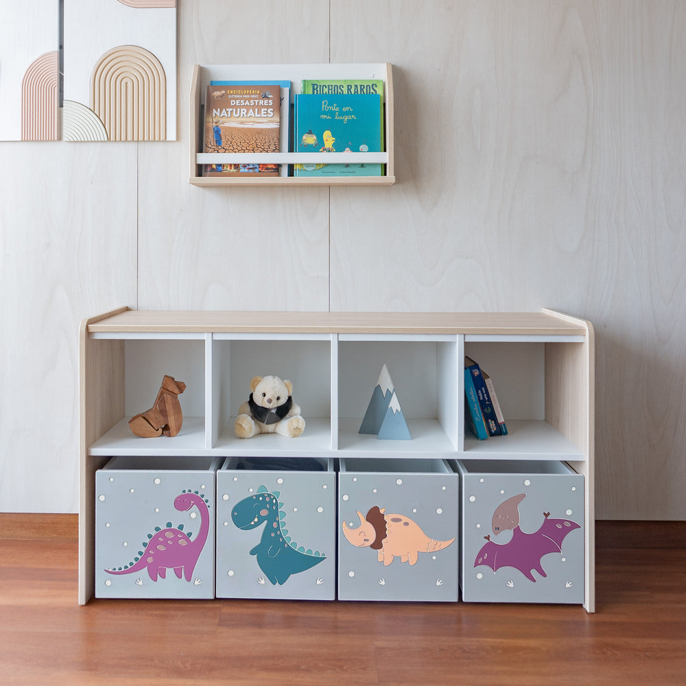 juguetero de 8 cajas  para niños dinosaurios