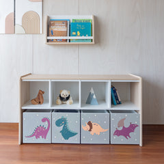 juguetero de 8 cajas  para niños dinosaurios