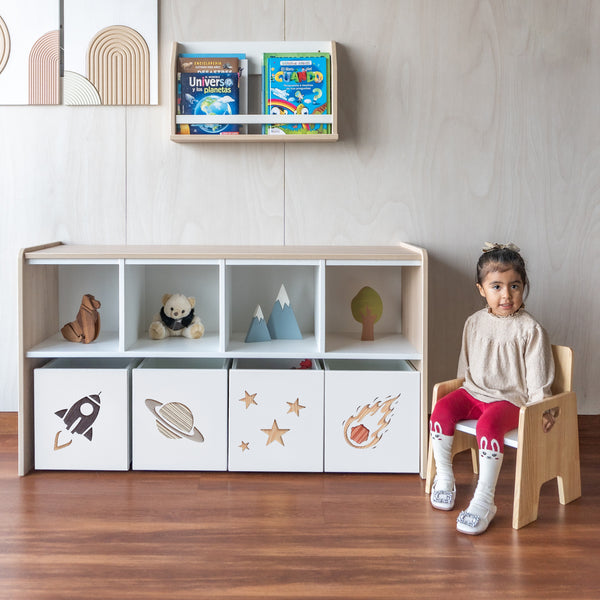 juguetero de 8 cajas para niños, el espacio