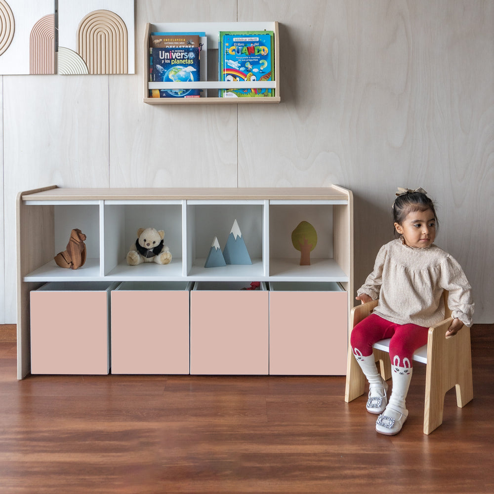 juguetero de 8 cajas para niños color nude
