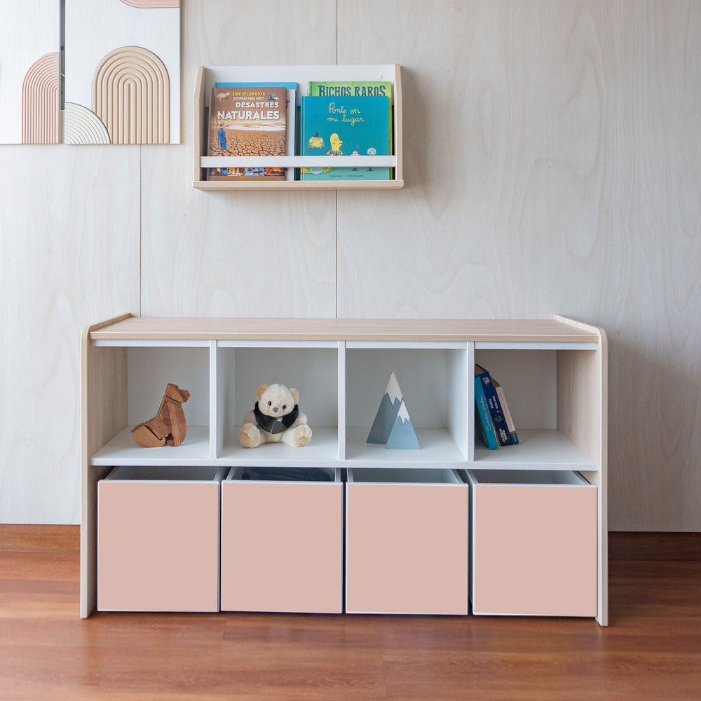 juguetero de 8 cajas para niños color nude