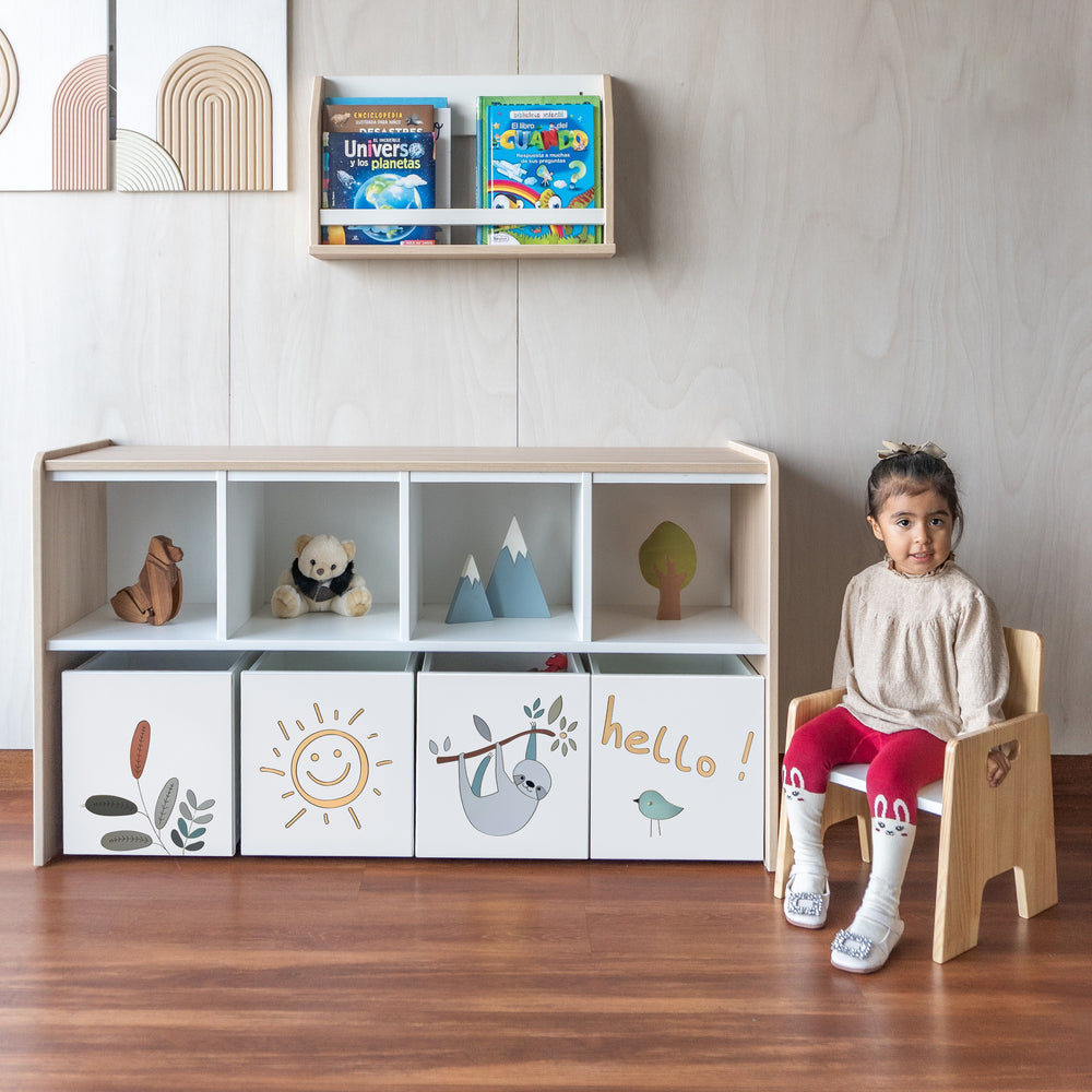 juguetero de 8 cajas para niños, de perezoso