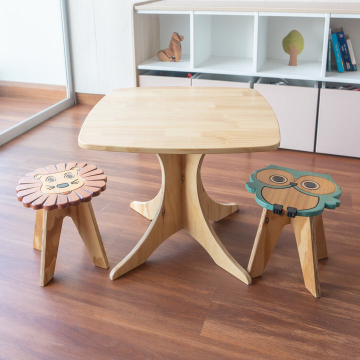 mesa árbol de madera pino para niños